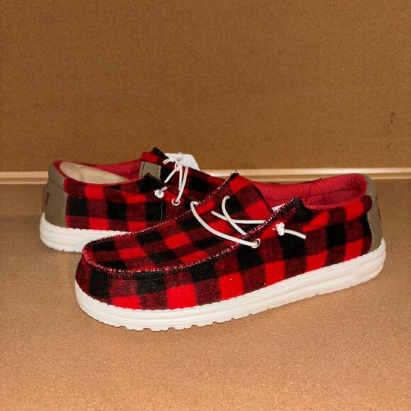 Men's Hey Dude Flannel Print Size 9 - Picture 1 of 5